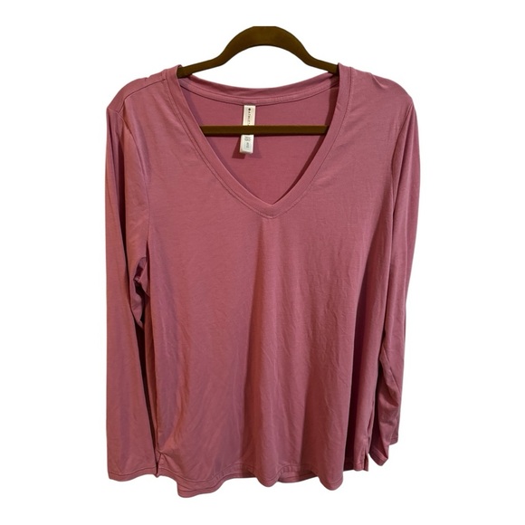 Athleta Pink Long Sleeve V Neck Top - Picture 1 of 5